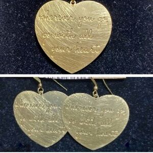 Amanda Blu Where ever you go goldtone drop dangle heart earrings & necklace set